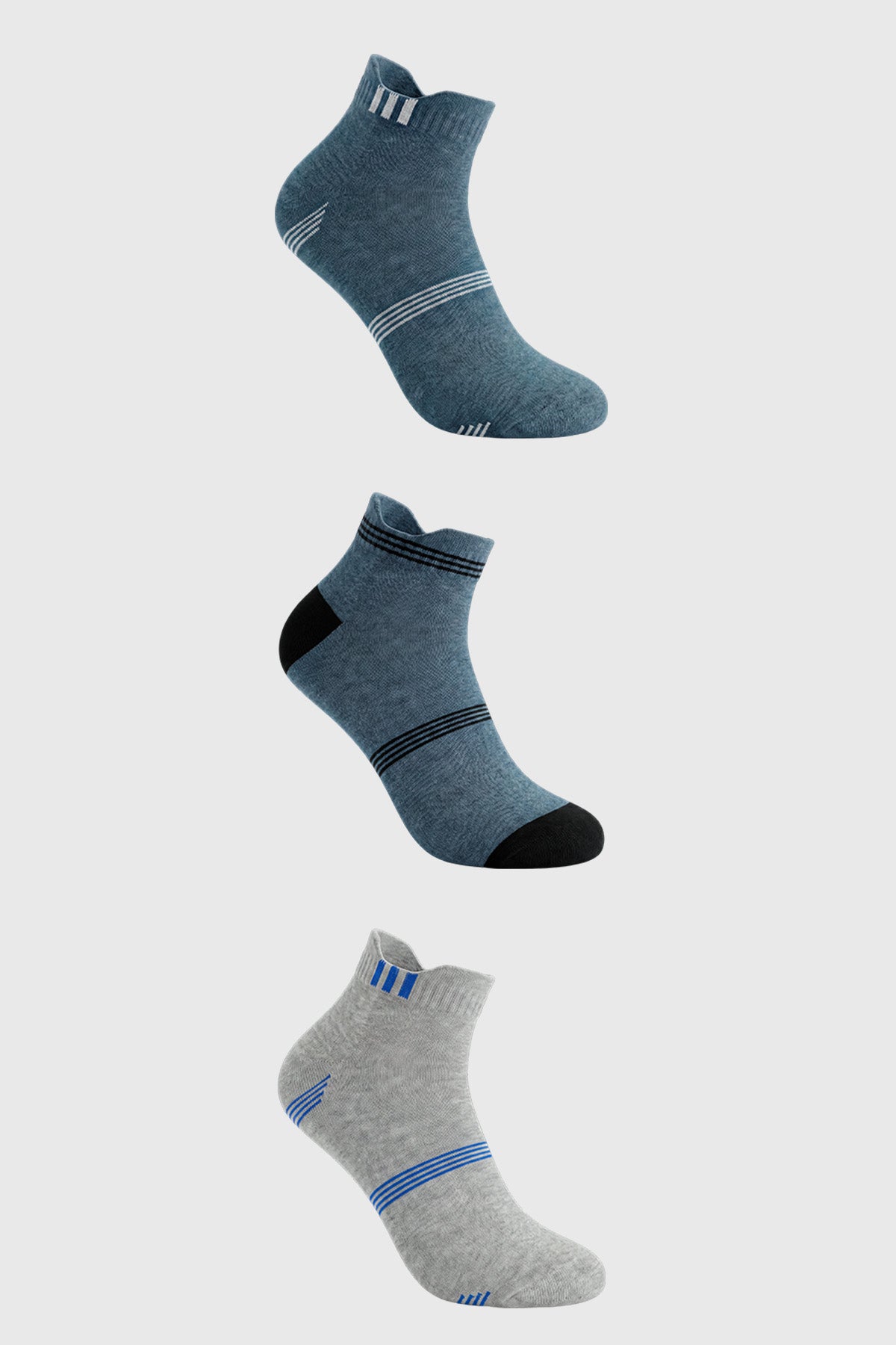 Calceta Deportiva Hombre Tripack Azul Marino