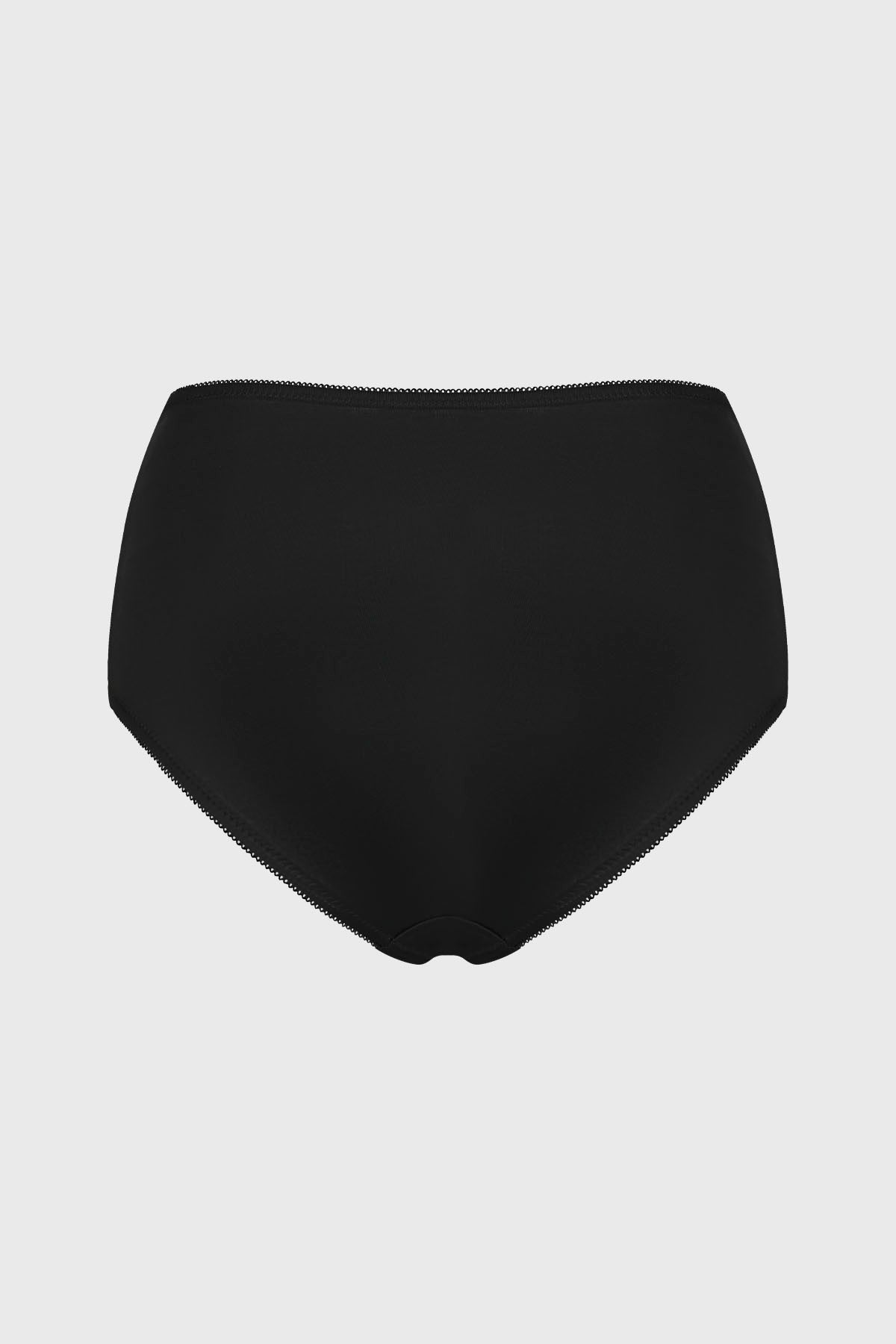 Pantaleta negra de encaje con detalles laterales florales y diseño liso elegante ideal para ocasiones especiales