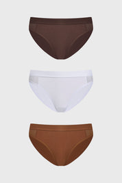 Calzón Mujer Tripack Bikini Café Oscuro