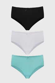 Calzón Mujer Tripack Pantaleta Detalle Encaje Aqua