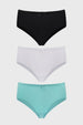 Calzón Mujer Tripack Pantaleta Detalle Encaje Aqua