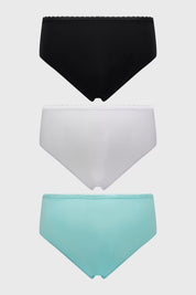 Calzón Mujer Tripack Pantaleta Detalle Encaje Aqua
