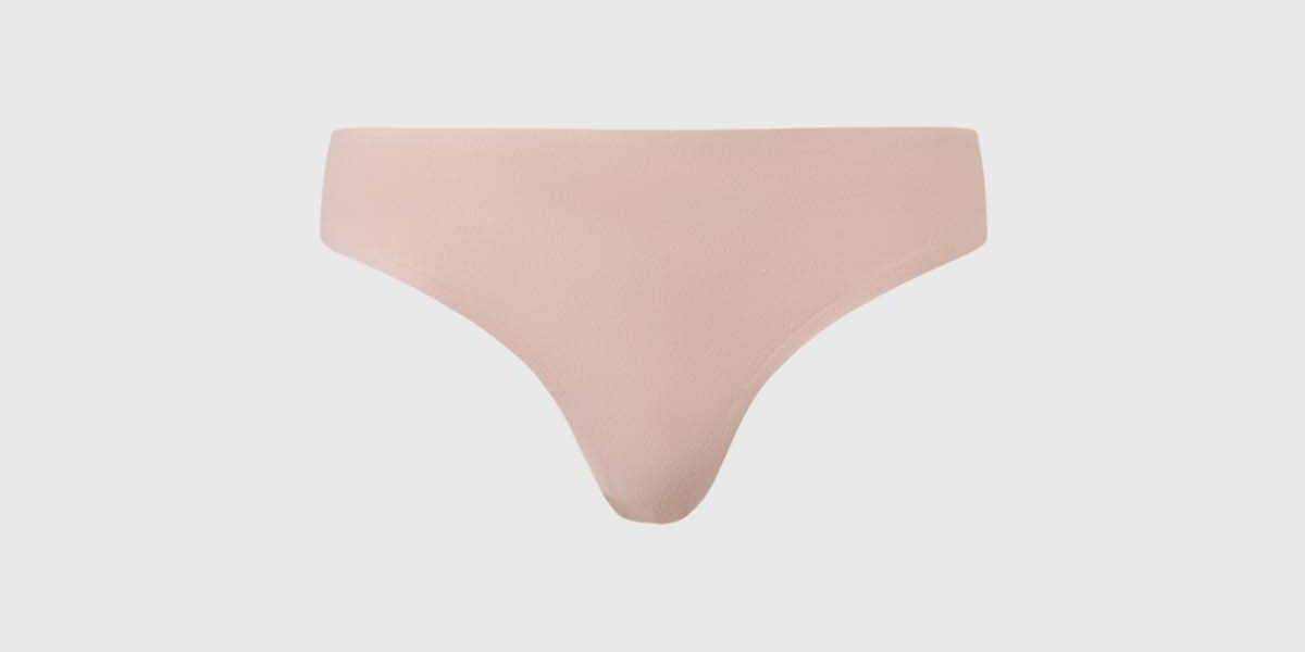 Calzón colaless mujer tripack en azul claro beige y negro liso sin estampados