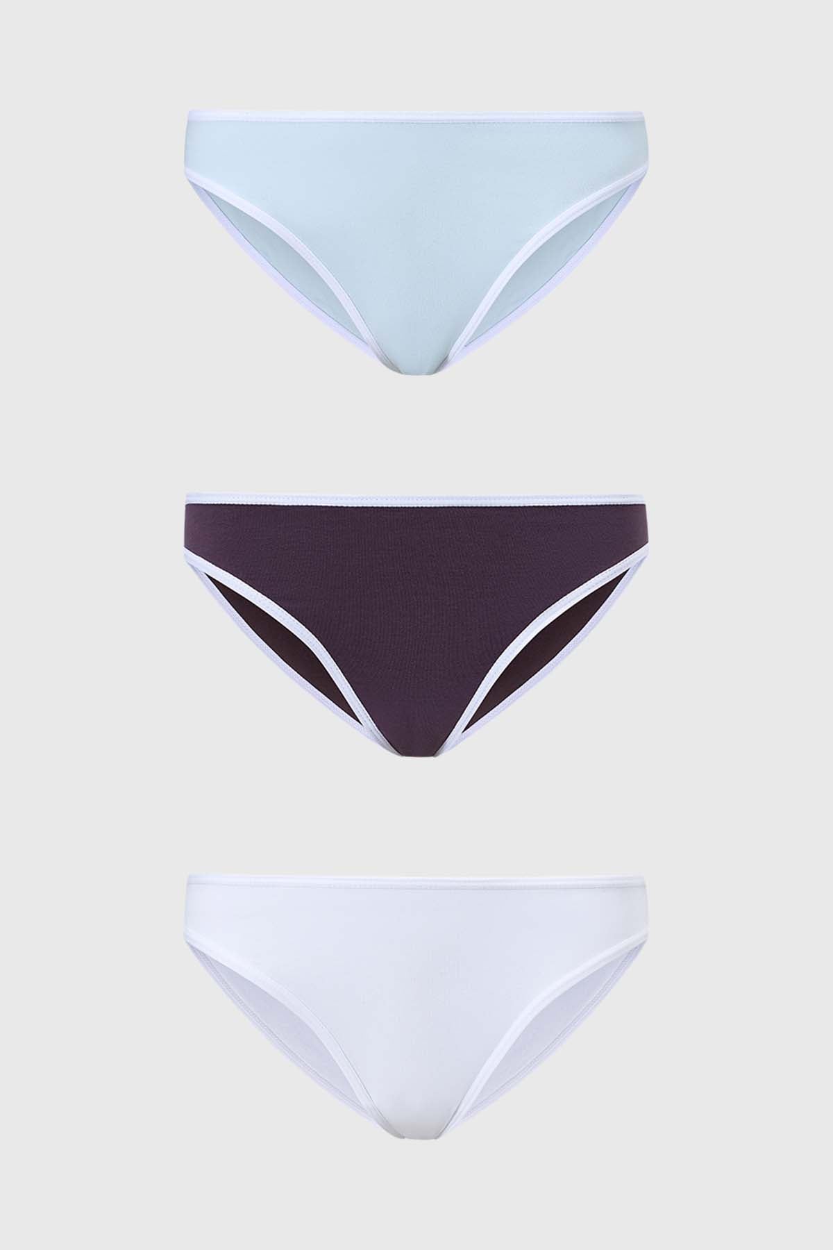 Calzón Mujer Tripack Bikini Liso Azul Claro