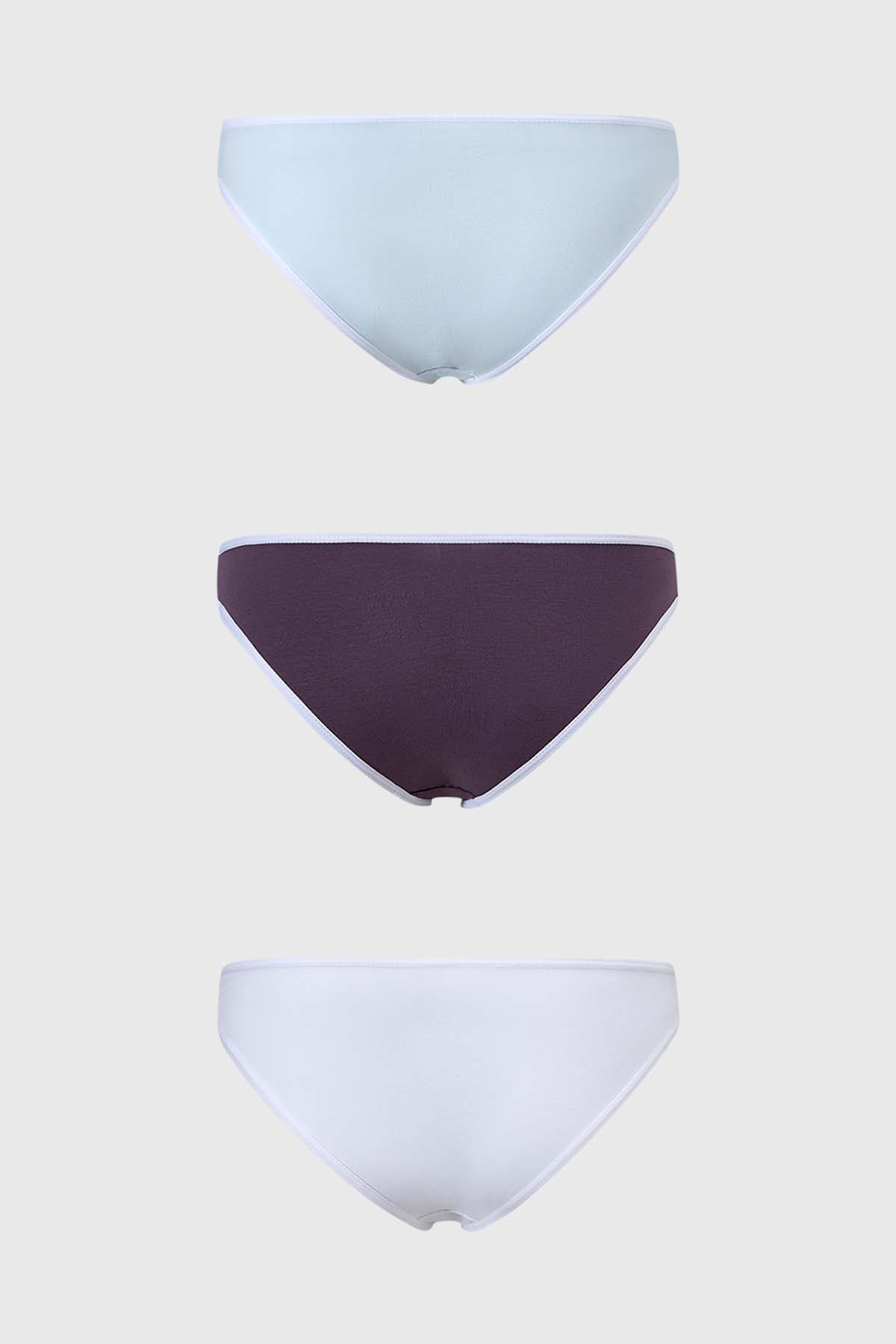 Calzón Mujer Tripack Bikini Liso Azul Claro