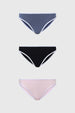 Calzón Mujer Tripack Bikini Liso Gris Oscuro
