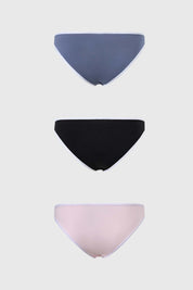 Calzón Mujer Tripack Bikini Liso Gris Oscuro