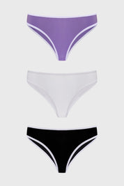 Calzón Mujer Tripack Bikini Liso Blanco