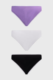 Calzón Mujer Tripack Bikini Liso Blanco