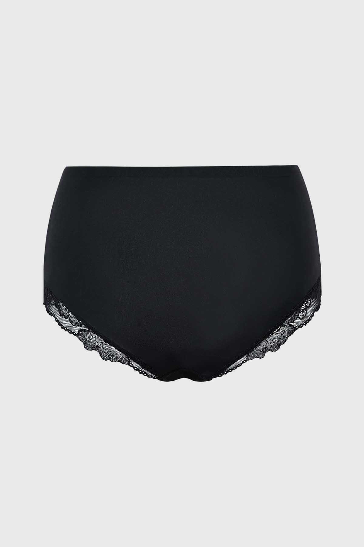 Calzón Mujer Tiro Alto Detalle Encaje Negro