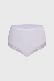 Calzón Mujer Tiro Alto Detalle Encaje Blanco