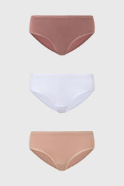 Calzón Mujer Tripack Bikini Liso Cafe Claro