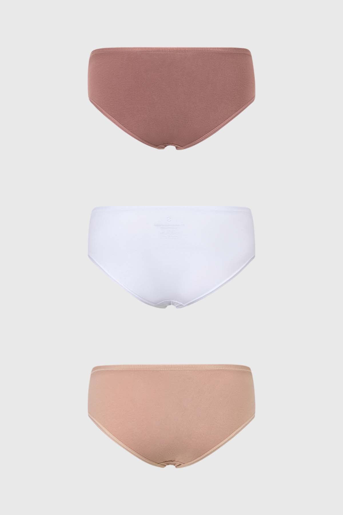 Calzón Mujer Tripack Bikini Liso Cafe Claro