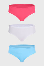 Calzón Mujer Tripack Bikini Liso Celeste