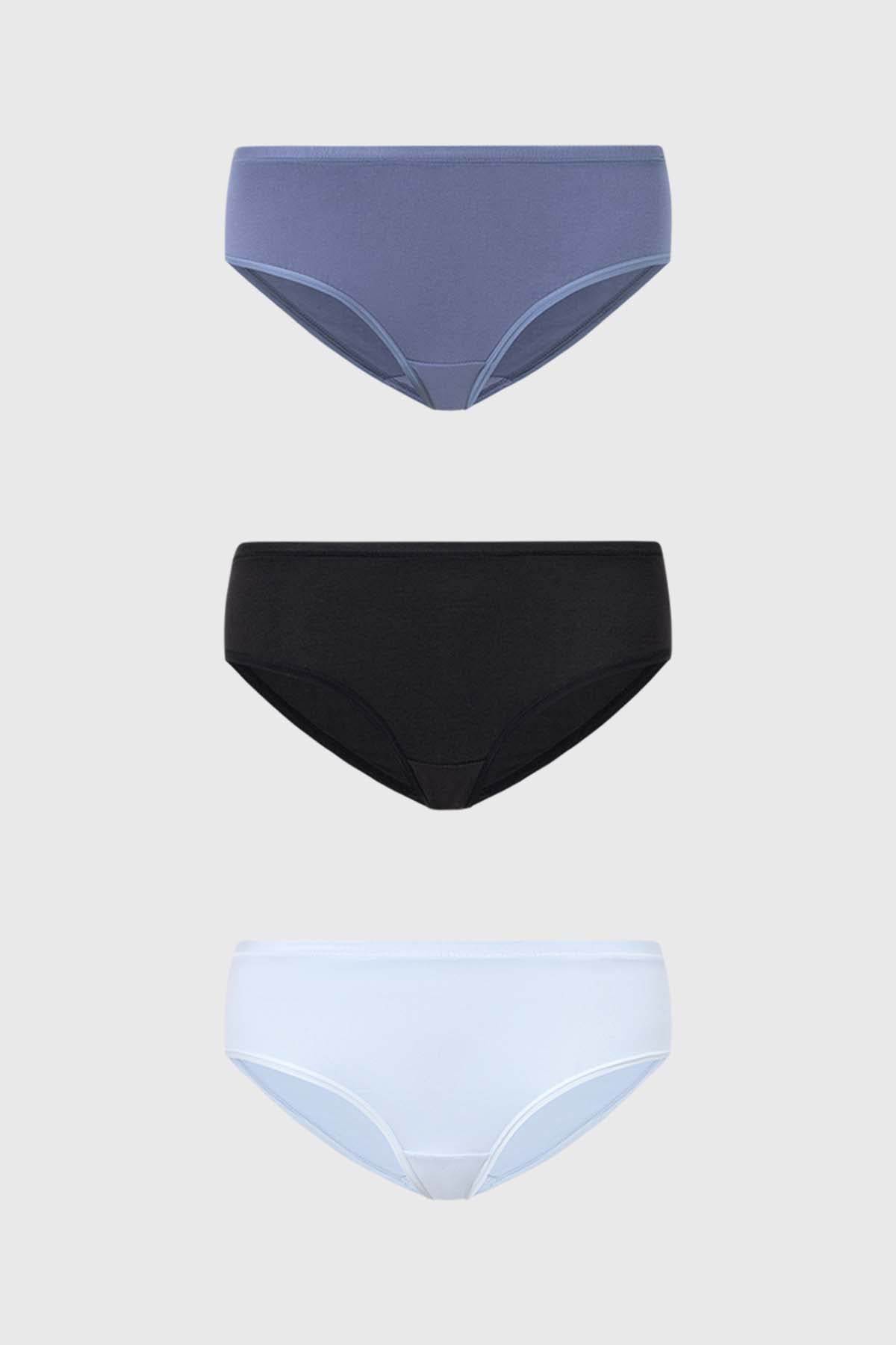 Calzón Mujer Tripack Bikini Liso Negro
