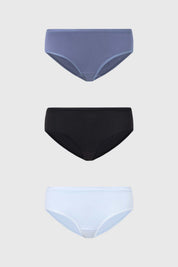Calzón Mujer Tripack Bikini Liso Negro