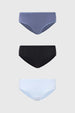 Calzón Mujer Tripack Bikini Liso Negro