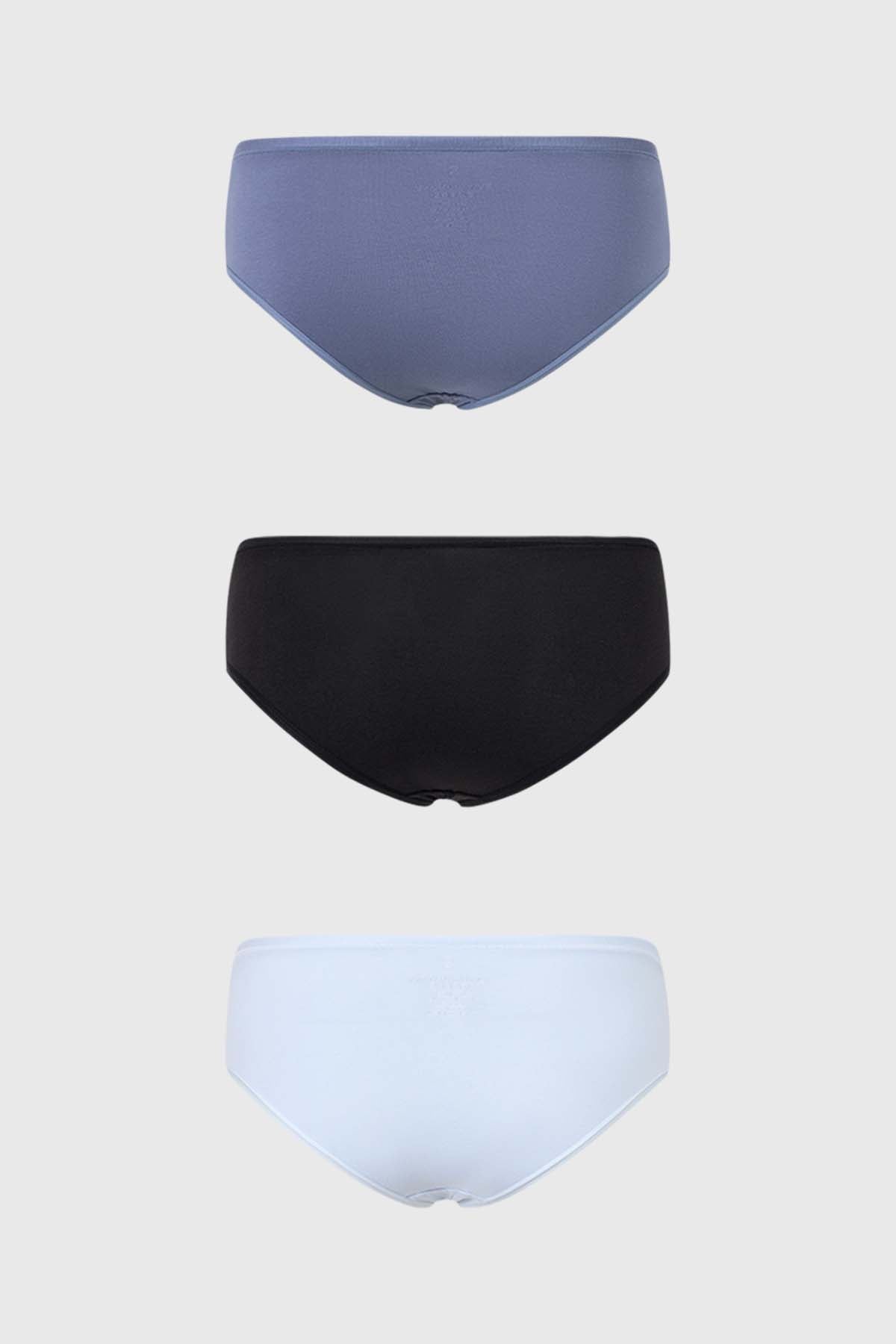 Calzón Mujer Tripack Bikini Liso Negro