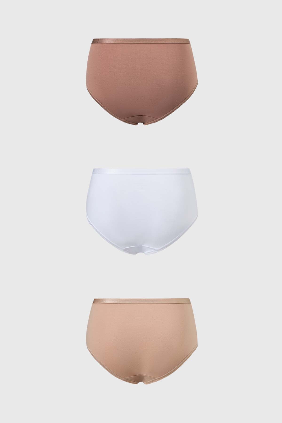 Calzón Mujer Tripack Tiro Alto Blanco