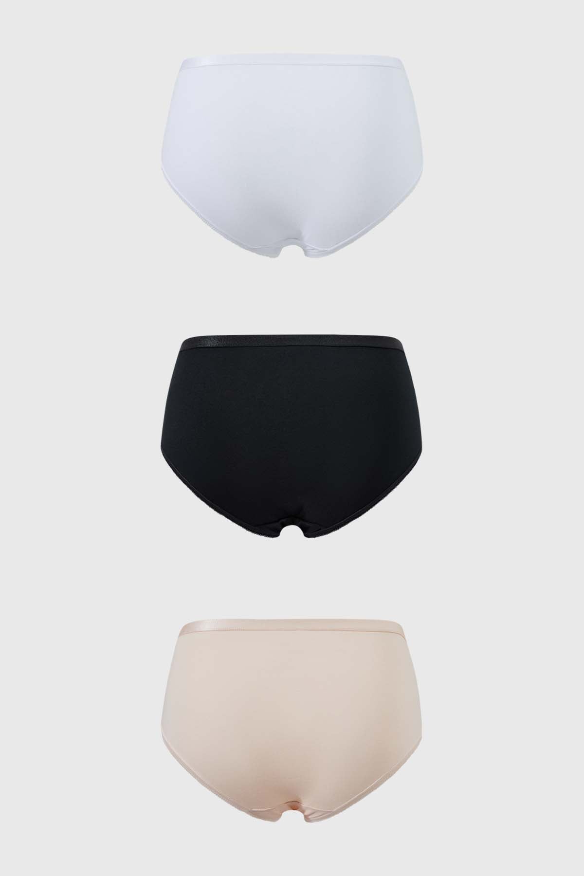 Calzón Mujer Tripack Tiro Alto Beige