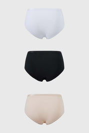 Calzón Mujer Tripack Tiro Alto Beige