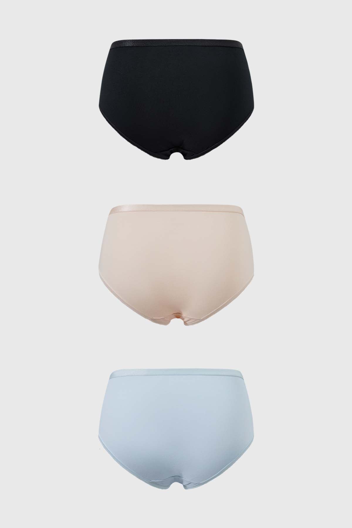 Calzón Mujer Tripack Tiro Alto Negro