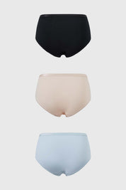 Calzón Mujer Tripack Tiro Alto Negro