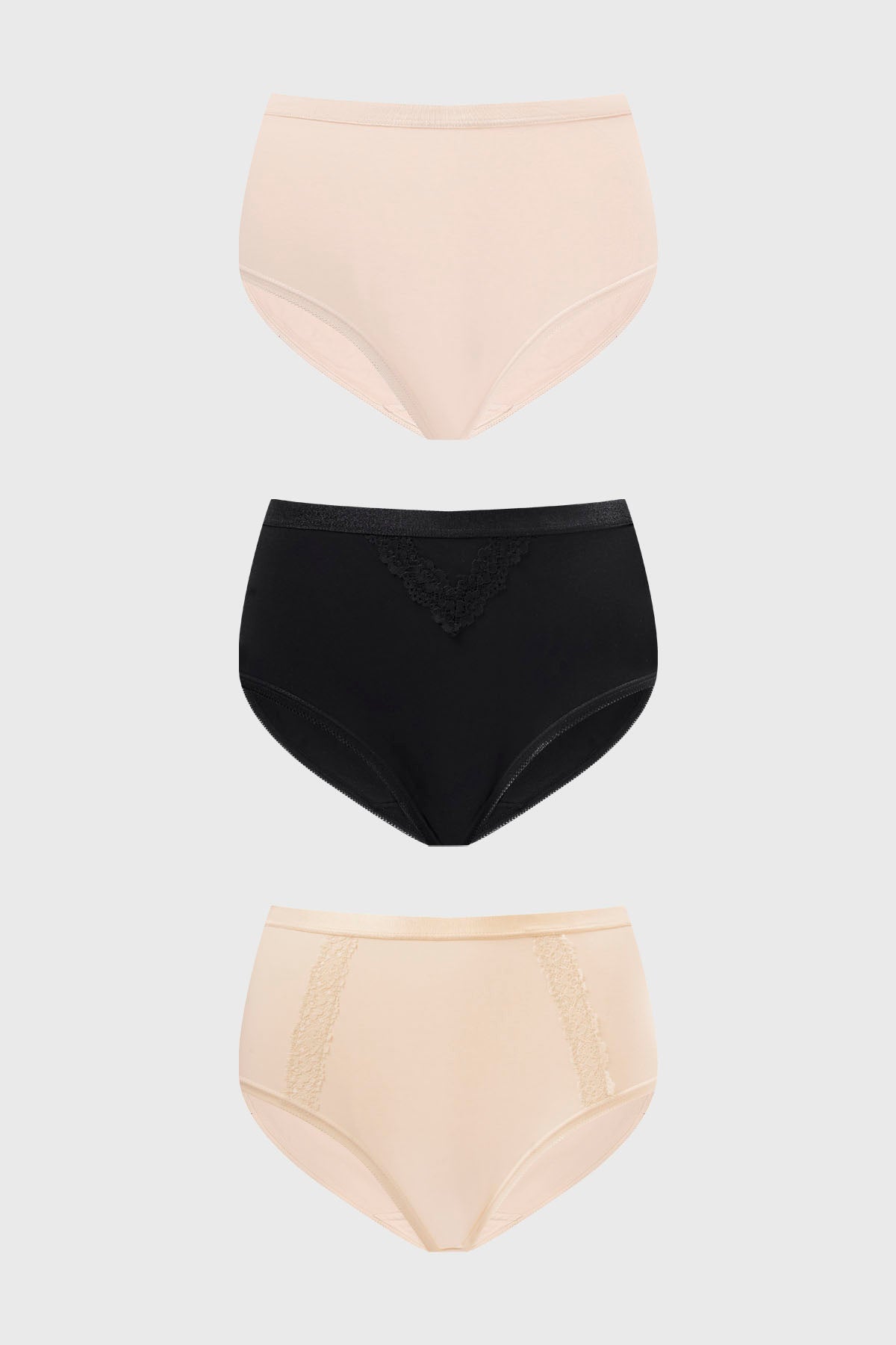 Calzón Mujer Tripack Tiro Alto Crudo