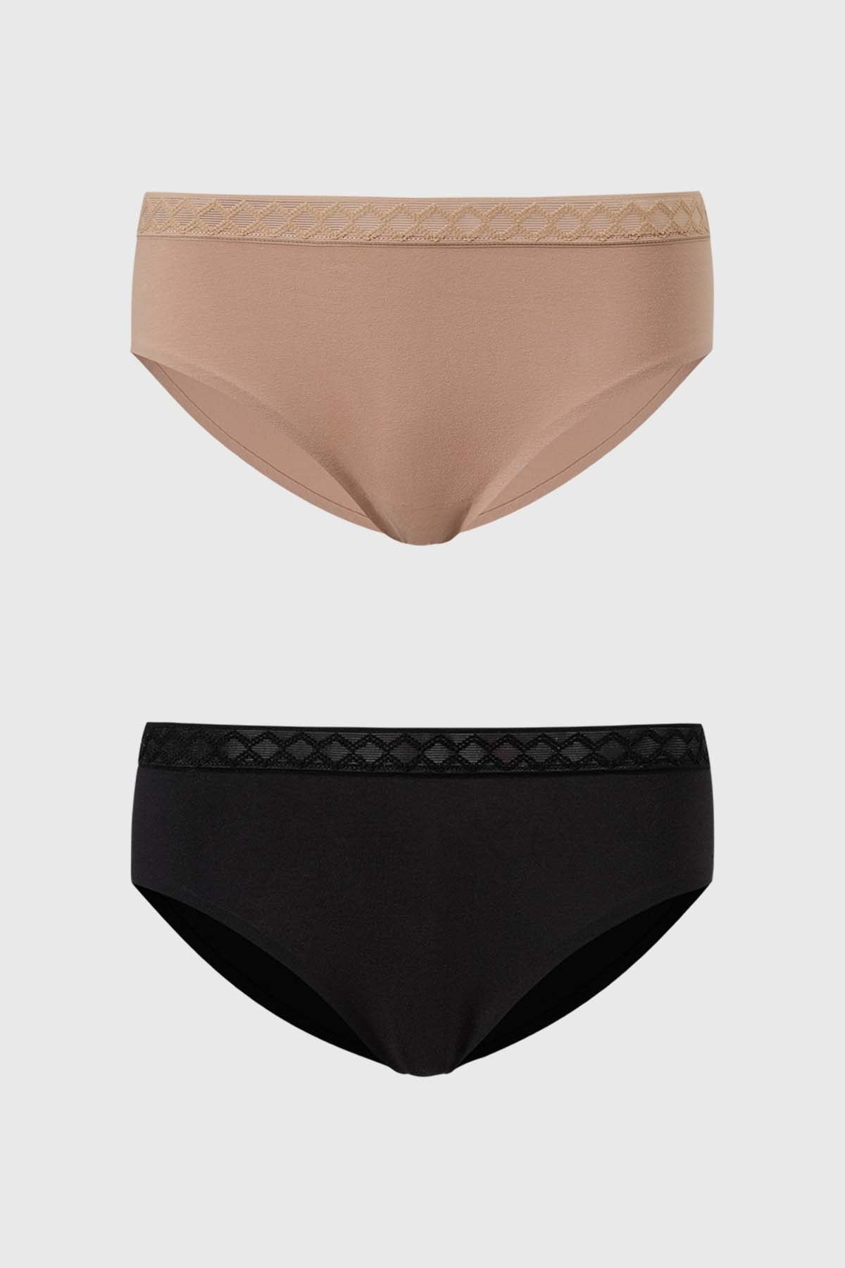 Calzón mujer bipack bikini invisible café claro