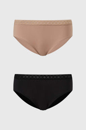 Calzón mujer bipack bikini invisible café claro