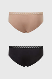 Calzón mujer bipack bikini invisible café claro