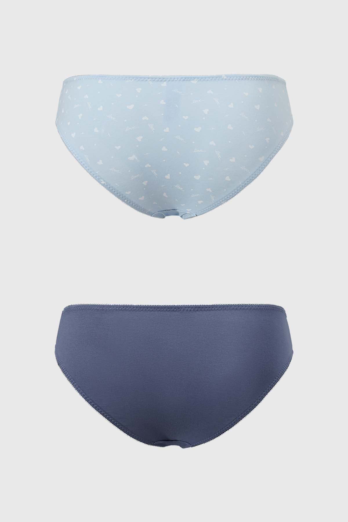 Calzón Mujer Bikini Liso Estampado Azul Claro