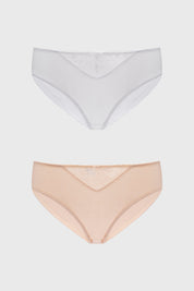 Calzón Mujer Bipack Bikini Liso Estampado Beige