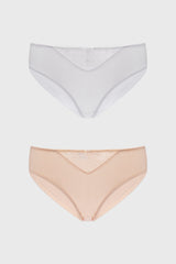 Calzón Mujer Bipack Bikini Liso Estampado Beige