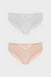 Calzón Mujer Bipack Bikini Liso Estampado Beige