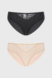 Calzón Mujer Bipack Bikini Liso Estampado Crudo