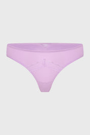 Calzón colaless morado con detalle de encaje en la parte frontal