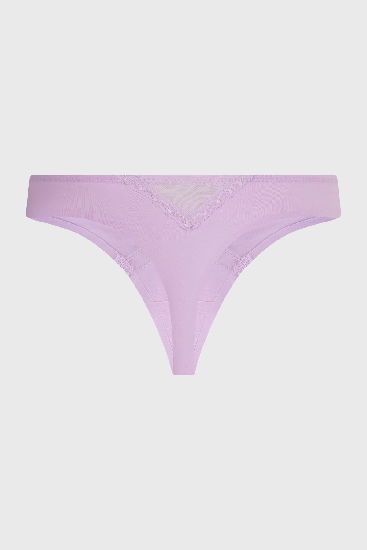 Calzón colaless morado con detalle de encaje en la parte frontal