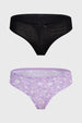 Bipack de calzón colaless lila con estampado floral y diseño liso