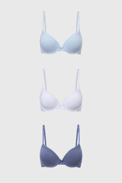 Sostén Mujer Tripack Algodón Azul Claro