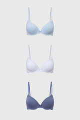 Sostén Mujer Tripack Algodón Azul Claro