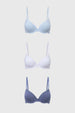Sostén Mujer Tripack Algodón Azul Claro