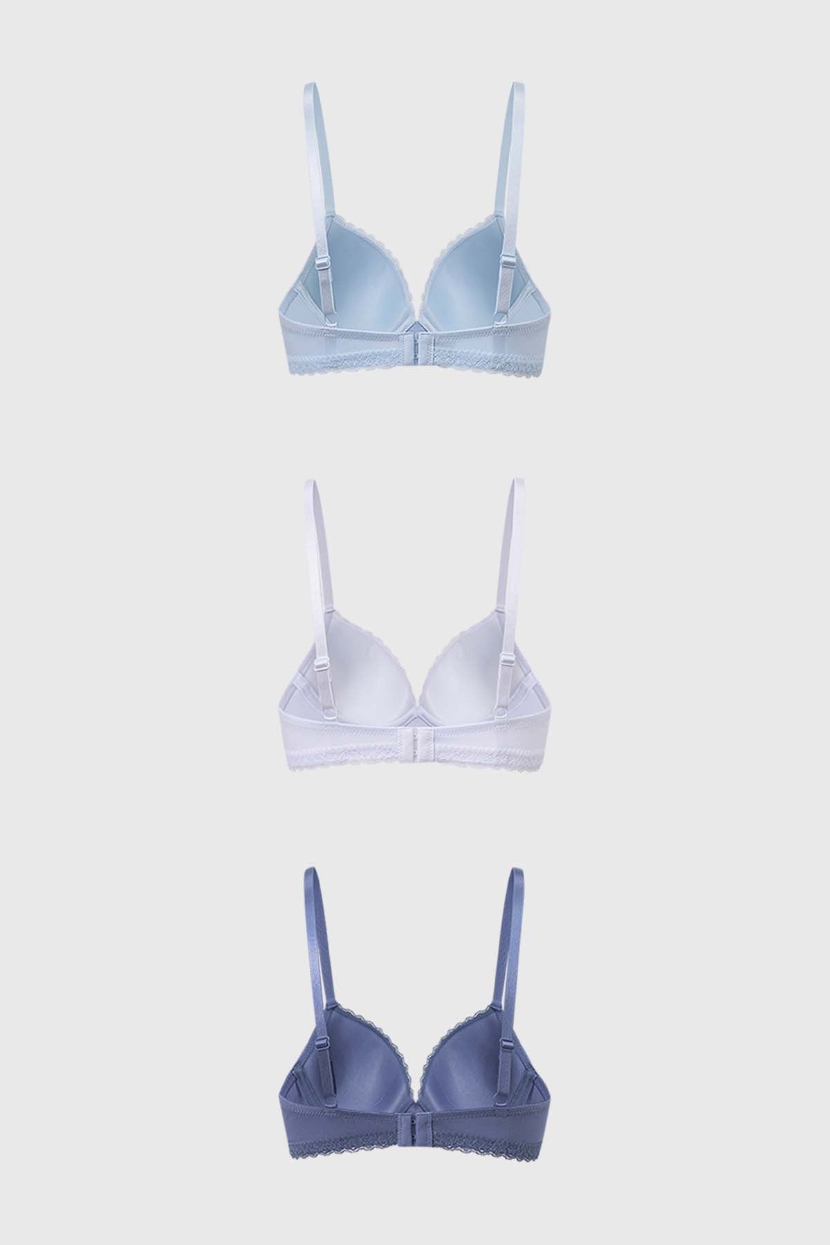 Sostén Mujer Tripack Algodón Azul Claro