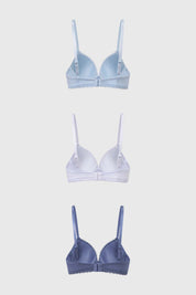Sostén Mujer Tripack Algodón Azul Claro