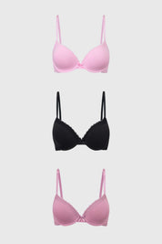 Sostén Mujer Tripack Algodón Palo Rosa