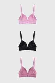Sostén Mujer Tripack Algodón Palo Rosa