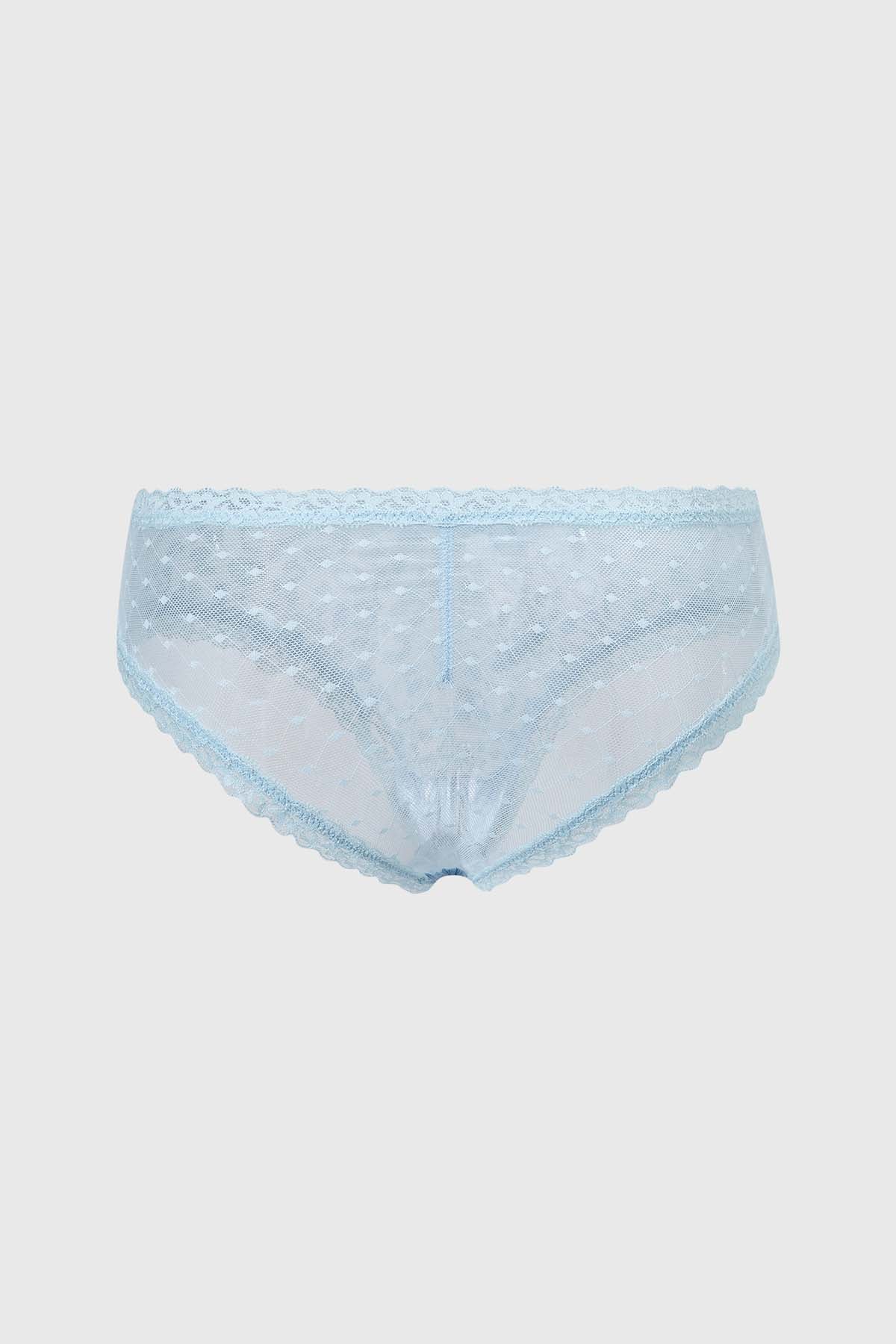 Calzón Mujer Bipack Bikini Detalle Encaje Azul Claro