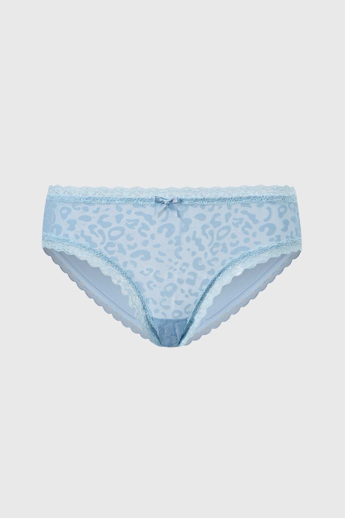 Calzón Mujer Bipack Bikini Detalle Encaje Azul Claro