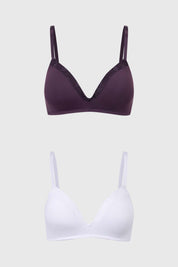 Sostén Mujer Bipack Copa Soft Detalle Encaje Café Oscuro