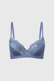 Sostén Mujer Copa Soft Encaje Superior Gris Oscuro